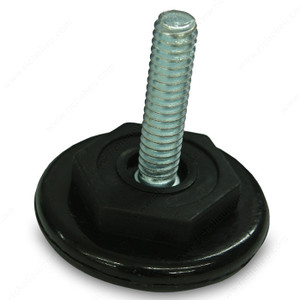 Round Leveler with Black Nylon Base, Base diameter 1 3/8 in, Threaded Stem 5/16" - 18, Stem Length 1 1/2 in PRO-PACK 10