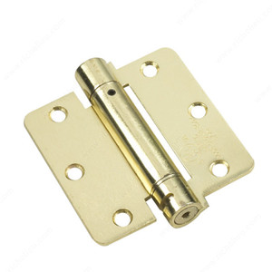 3-1/2 Full Mortise Adjustable Spring Hinge, Adjustable, Color/Finish Brass, Type of Corner 1/4" Radius