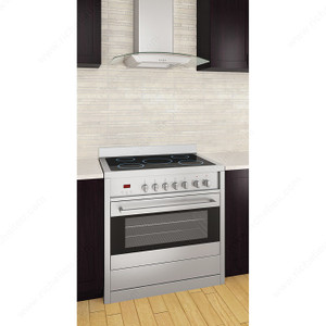 Glass and Stainless Steel Wall Hood, Width 36 in