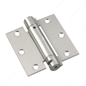 3-1/2 Full Mortise Adjustable Spring Hinge, Adjustable, Color/Finish Brushed Chrome, Type of Corner Square