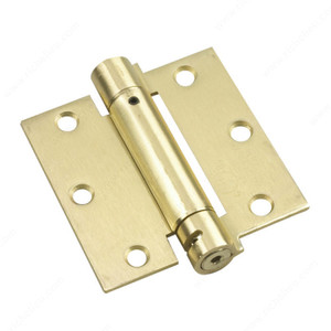 3-1/2 Full Mortise Adjustable Spring Hinge, Adjustable, Color/Finish Brass, Type of Corner Square