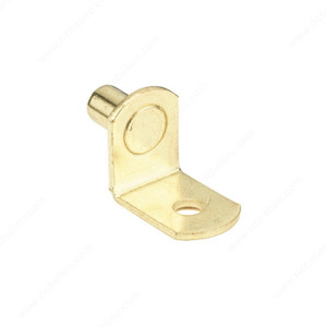 L-Shaped Metal Shelf Pin with Anti-Tip, With Anti- Tip, Drilling Diameter 1/4 in, Load Capacity per Shelf 20 kg, Material Metal, Finish Brass L-Shaped Metal Shelf Pin with Anti-Tip, With Anti- Tip, Drilling Diameter 1/4 in, Load Capacity per Shelf 20 kg, Material Metal, Finish Brass
