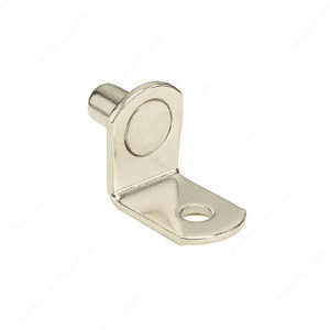 L-Shaped Metal Shelf Pin with Anti-Tip, With Anti- Tip, Drilling Diameter 1/4 in, Load Capacity per Shelf 20 kg, Material Metal, Finish Nickel L-Shaped Metal Shelf Pin with Anti-Tip, With Anti- Tip, Drilling Diameter 1/4 in, Load Capacity per Shelf 20 kg, Material Metal, Finish Nickel