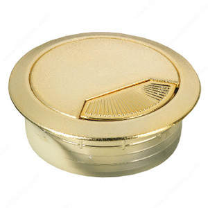 Round Cable Grommet, Bore Hole 60 mm, Finish Polished Brass, Diameter - Overall Dimensions 72 mm