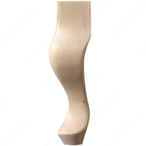 Queen Anne Style Furniture Leg, Height - Overall Dimensions 10 in, Species Maple