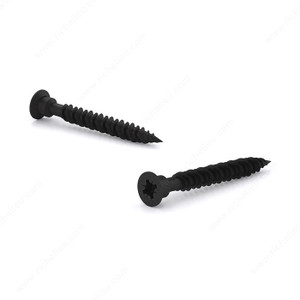 Black Zinc-Plated Wood Screw, Flat Head, Pozi Drive, Hi-Low Thread, Type S Point, Black zinc plated Titus assembly screws, Screw Size 8, Length 38 mm, Head Size no. 8 Black Zinc-Plated Wood Screw, Flat Head, Pozi Drive, Hi-Low Thread, Type S Point, Black zinc plated Titus assembly screws, Screw Size 8, Length 38 mm, Head Size no. 8