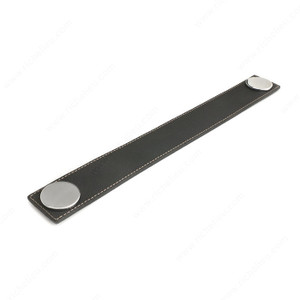 Contemporary Metal and Leather Pull - 6125, Pliable, soft Brazilian leather pull. Adjustable centre- to- centre., Center to Center 352 mm, Finish Matte Black / Chrome Contemporary Metal and Leather Pull - 6125, Pliable, soft Brazilian leather pull. Adjustable centre- to- centre., Center to Center 352 mm, Finish Matte Black / Chrome