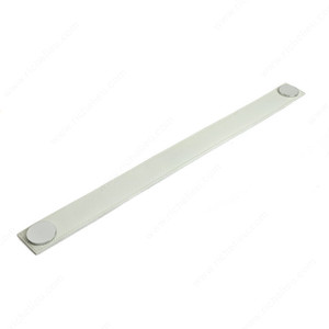 Contemporary Metal and Leather Pull - 6125, Pliable, soft Brazilian leather pull. Adjustable centre- to- centre., Center to Center 544 mm, Finish Chrome / White Contemporary Metal and Leather Pull - 6125, Pliable, soft Brazilian leather pull. Adjustable centre- to- centre., Center to Center 544 mm, Finish Chrome / White