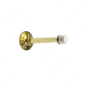 Rigid Door Stop, Finish Satin Brass, Type Bumper with white rubber screw/ tip, Projection - Overall Dimensions 3 in PRO-PACK 2 Rigid Door Stop, Finish Satin Brass, Type Bumper with white rubber screw/ tip, Projection - Overall Dimensions 3 in PRO-PACK 2