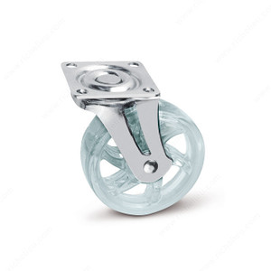 Contemporary Clear/Smoke Furniture Caster,Load Capacity Per Caster Max. 40 kg, Wheel Diameter 75 mm, Total Height 91 mm, Tread Width 24 mm