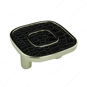 Contemporary Metal and Leather Knob - 6432, Finish Nickel / Black Leather, Material Metal / Leather Contemporary Metal and Leather Knob - 6432, Finish Nickel / Black Leather, Material Metal / Leather