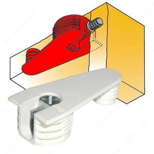 Quickfit-Expando Housing Outrigger - Combined Assembly (front and top), Combined assembly (front and top), Panel Thickness 19 mm, Drilling Depth 14 mm, Finish White Quickfit-Expando Housing Outrigger - Combined Assembly (front and top), Combined assembly (front and top), Panel Thickness 19 mm, Drilling Depth 14 mm, Finish White