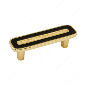 Contemporary Metal Pull - 6464, Center to Center 64 mm, Finish Gold / Black, Material Metal / Enamel / 24K Gold-Plated Contemporary Metal Pull - 6464, Center to Center 64 mm, Finish Gold / Black, Material Metal / Enamel / 24K Gold-Plated