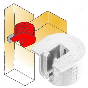 Expanding Wedgefix Housing for Use with Quickfit Dowels, Panel Thickness 16 mm, Drilling Depth 12.5 mm, Finish White Expanding Wedgefix Housing for Use with Quickfit Dowels, Panel Thickness 16 mm, Drilling Depth 12.5 mm, Finish White
