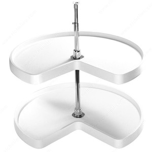 Bottom-Mounted Kidney Polymer Tray Set, Tray Diameter 18 in, Height 26 to 32 in, Capacity per Tray 25 lb, Finish White