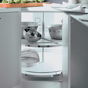 Set of 2 Round Pivoting Trays, Finish Chrome / Grey