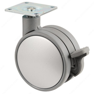 Contemporary Twin Wheel Casters - Plate,Load Capacity Per Caster Max. 80 kg, Wheel Diameter 75 mm, Total Height 98 mm, Tread Width 47 mm