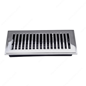 Surface-Mount Floor Register - Metal, Material Brass, Finish Polished Nickel, Duct Opening - Width 71.5 mm, Projection - Overall Dimensions 4.5 mm Surface-Mount Floor Register - Metal, Material Brass, Finish Polished Nickel, Duct Opening - Width 71.5 mm, Projection - Overall Dimensions 4.5 mm