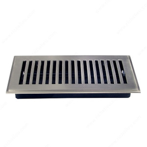 Surface-Mount Floor Register - Metal, Material Brass, Finish Brushed Nickel, Duct Opening - Width 71.5 mm, Projection - Overall Dimensions 4.5 mm Surface-Mount Floor Register - Metal, Material Brass, Finish Brushed Nickel, Duct Opening - Width 71.5 mm, Projection - Overall Dimensions 4.5 mm