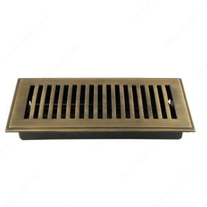 Surface-Mount Floor Register - Metal, Material Brass, Finish Antique English, Duct Opening - Width 71.5 mm, Projection - Overall Dimensions 4.5 mm Surface-Mount Floor Register - Metal, Material Brass, Finish Antique English, Duct Opening - Width 71.5 mm, Projection - Overall Dimensions 4.5 mm