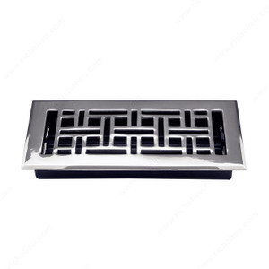 Surface-Mount Floor Register - Metal, Material Brass, Finish Polished Nickel, Duct Opening - Width 92.5 mm, Projection - Overall Dimensions 4.8 mm Surface-Mount Floor Register - Metal, Material Brass, Finish Polished Nickel, Duct Opening - Width 92.5 mm, Projection - Overall Dimensions 4.8 mm