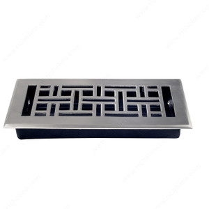 Surface-Mount Floor Register - Metal, Material Brass, Finish Brushed Nickel, Duct Opening - Width 92.5 mm, Projection - Overall Dimensions 4.8 mm Surface-Mount Floor Register - Metal, Material Brass, Finish Brushed Nickel, Duct Opening - Width 92.5 mm, Projection - Overall Dimensions 4.8 mm