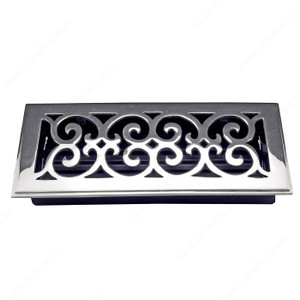 Surface-Mount Floor Register - Metal, Material Brass, Finish Polished Nickel, Duct Opening - Width 67 mm, Projection - Overall Dimensions 4.5 mm Surface-Mount Floor Register - Metal, Material Brass, Finish Polished Nickel, Duct Opening - Width 67 mm, Projection - Overall Dimensions 4.5 mm