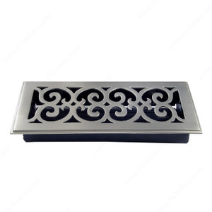 Surface-Mount Floor Register - Metal, Material Brass, Finish Brushed Nickel, Duct Opening - Width 67 mm, Projection - Overall Dimensions 4.5 mm Surface-Mount Floor Register - Metal, Material Brass, Finish Brushed Nickel, Duct Opening - Width 67 mm, Projection - Overall Dimensions 4.5 mm