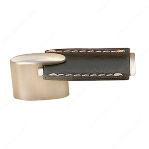 Contemporary Metal and Leather Pull - 7451, Finish Black / Brushed Nickel Contemporary Metal and Leather Pull - 7451, Finish Black / Brushed Nickel