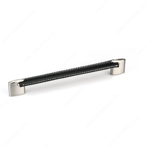 Contemporary Metal and Leather Pull - 745, Center to Center 224 mm, Finish Black / Brushed Nickel, Length - Overall Dimensions 268 mm Contemporary Metal and Leather Pull - 745, Center to Center 224 mm, Finish Black / Brushed Nickel, Length - Overall Dimensions 268 mm