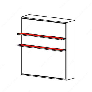 Luna - Vertical Opening Mechanism with Two Shelves, Synchronized Single Motion., Bed Size Double (54'' x 75''), Required interior dimension - Length 1 466 mm Luna - Vertical Opening Mechanism with Two Shelves, Synchronized Single Motion., Bed Size Double (54'' x 75''), Required interior dimension - Length 1 466 mm