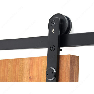 R-Exact, Strap mount with flat bar running rail for wood doors, R-Exact, Strap mount with flat bar running rail for wood doors,