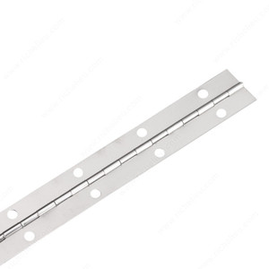 Piano Hinges - 3.8 cm (1-1/2) Width, Material Steel, Color/Finish Nickel, Length 6 ft, Type With Holes Piano Hinges - 3.8 cm (1-1/2) Width, Material Steel, Color/Finish Nickel, Length 6 ft, Type With Holes
