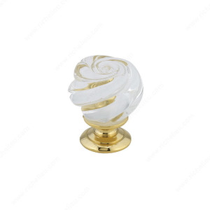 Traditional Metal and Murano Glass Knob - 9030, Finish Brass / Clear Traditional Metal and Murano Glass Knob - 9030, Finish Brass / Clear