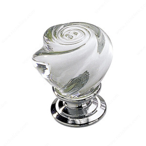 Traditional Metal and Murano Glass Knob - 9030, Finish Clear / Chrome Traditional Metal and Murano Glass Knob - 9030, Finish Clear / Chrome