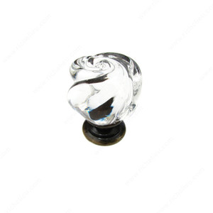 Traditional Metal and Murano Glass Knob - 9030, Finish Clear / Antique English Traditional Metal and Murano Glass Knob - 9030, Finish Clear / Antique English