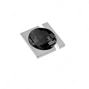 Contemporary Knob with Swarovski Crystal - 9100, Finish Black Crystal / Chrome, Length - Overall Dimensions 37 mm, Width - Overall Dimensions 37 mm Contemporary Knob with Swarovski Crystal - 9100, Finish Black Crystal / Chrome, Length - Overall Dimensions 37 mm, Width - Overall Dimensions 37 mm