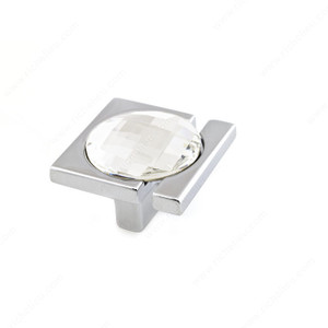 Contemporary Knob with Swarovski Crystal - 9100, Finish Crystal / Chrome, Length - Overall Dimensions 37 mm, Width - Overall Dimensions 37 mm Contemporary Knob with Swarovski Crystal - 9100, Finish Crystal / Chrome, Length - Overall Dimensions 37 mm, Width - Overall Dimensions 37 mm