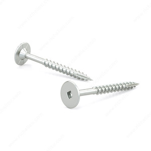Zinc-Plated Wood Screw, PowerHead, Square Drive, Coarse Thread, Type 17 Point, Self- drilling cabinet installation screw, Length 2 1/2 in Zinc-Plated Wood Screw, PowerHead, Square Drive, Coarse Thread, Type 17 Point, Self- drilling cabinet installation screw, Length 2 1/2 in