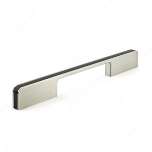 Contemporary Metal and Plastic Pull - 9353, Double centre to centre: 160 and 224 mm, Finish Black / Brushed Nickel