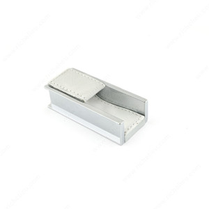 Contemporary Metal and Leather Edge Pull - 9501, Finish Chrome / White, Length - Overall Dimensions 30 mm