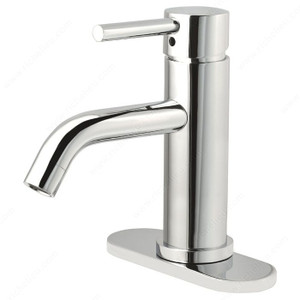 Riveo Bathroom Faucet, Height 7 9/32 in, Projection 5 7/16 in, Included Product Pop-Up and Cover Plate Included Riveo Bathroom Faucet, Height 7 9/32 in, Projection 5 7/16 in, Included Product Pop-Up and Cover Plate Included