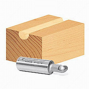 Core Box Bit, Carbide Height (B) 5/8 in, Radius 1 in, Overall Length (L) 1 3/4 in, Large Diameter (R) 1/2 in Core Box Bit, Carbide Height (B) 5/8 in, Radius 1 in, Overall Length (L) 1 3/4 in, Large Diameter (R) 1/2 in