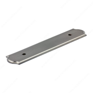 Transitional Metal Backplate for Pull -1040, Center to Center 96 mm, Finish Brushed Nickel, Length - Overall Dimensions 156 mm PRO-PACK 2 Transitional Metal Backplate for Pull -1040, Center to Center 96 mm, Finish Brushed Nickel, Length - Overall Dimensions 156 mm PRO-PACK 2