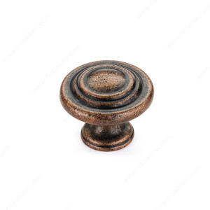 Traditional Metal Knob - 1073, Finish Antique Copper, Screw/Nail 8/32 (Included) PRO-PACK 3