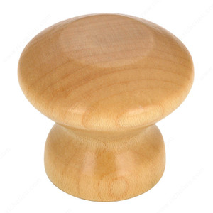 Eclectic Maple Wood Knob - 138, Finish Maple, Natural Finish, Screw/Nail 8/32 (Included) PRO-PACK 3