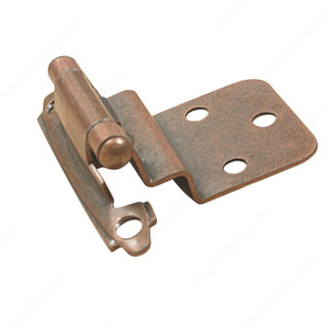 Semi-Concealed Self-Closing Hinge - 138, For 3/8" interlocked doors., Finish Antique Copper, Finish Number M41 PRO-PACK 3 Semi-Concealed Self-Closing Hinge - 138, For 3/8" interlocked doors., Finish Antique Copper, Finish Number M41 PRO-PACK 3