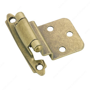 Semi-Concealed Self-Closing Hinge - 138, For 3/8" interlocked doors., Finish Antique English, Finish Number MAE PRO-PACK 3 Semi-Concealed Self-Closing Hinge - 138, For 3/8" interlocked doors., Finish Antique English, Finish Number MAE PRO-PACK 3