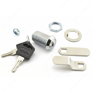 Cam Lock for Panel Thickness up to 23 mm, 90 degree opening, Key Type Keyed Alike #3, Finish Chrome, Cam Lock - Length to Axis 40 mm, Offset Cam - Height 9.5 mm Cam Lock for Panel Thickness up to 23 mm, 90 degree opening, Key Type Keyed Alike #3, Finish Chrome, Cam Lock - Length to Axis 40 mm, Offset Cam - Height 9.5 mm
