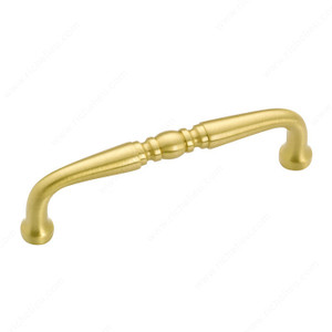 Traditional Metal Pull - 1452, Center to Center 96 mm, Finish Satin Brass, Projection - Overall Dimensions 30 mm